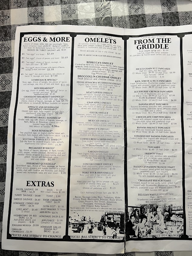 Menu Rebeccas Family Restaurant Ice Cream Parlor - 5