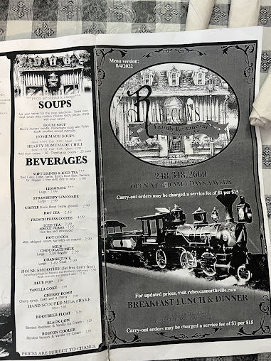 Menu Rebeccas Family Restaurant Ice Cream Parlor - 7