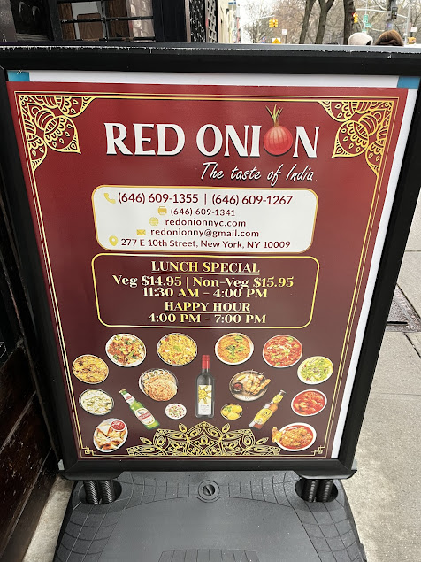 Menu Red Onion Indian Lunch Brunch Dinner - 0