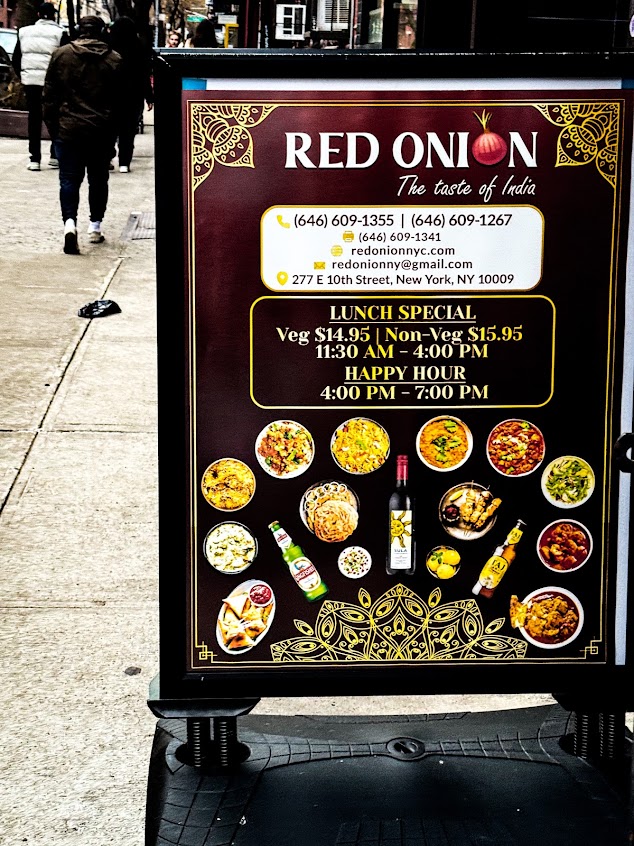 Menu Red Onion Indian Lunch Brunch Dinner - 2