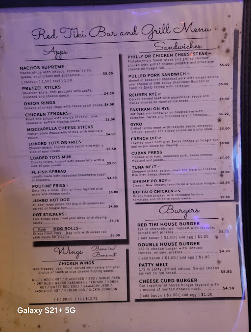 Menu Red Tiki Bar And Grill - 2