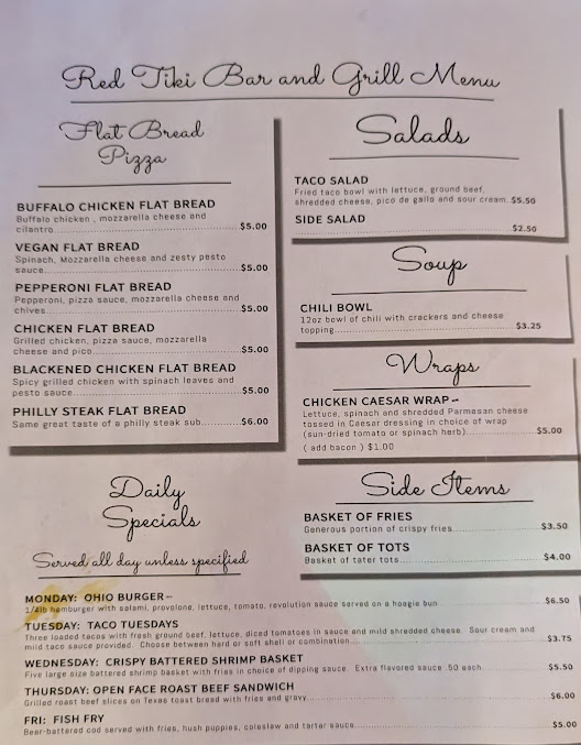 Menu Red Tiki Bar And Grill - 9