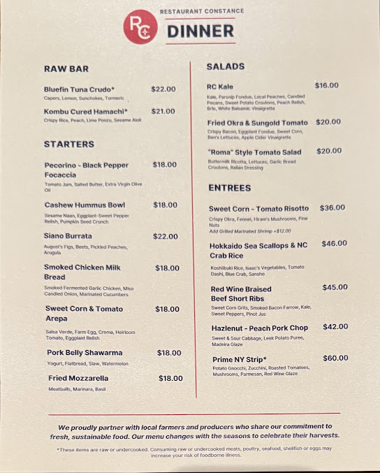 Menu Restaurant Constance - 1