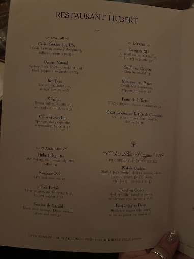 Menu Restaurant Hubert - 1