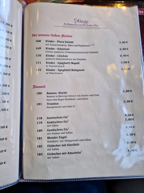 Menu Restaurant Stiege - 8