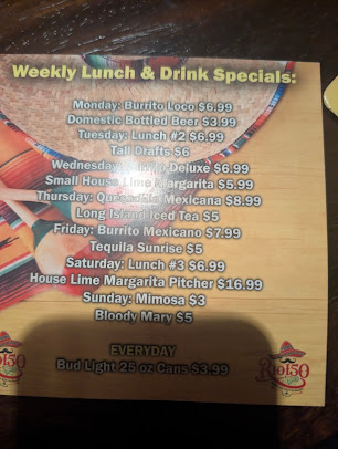 Menu Rio 150 Mexican Restaurant - Concord - 1