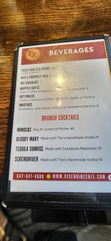 Menu Rise N Dine Breakfast Lunch Restaurant - 4
