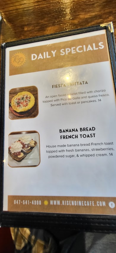 Menu Rise N Dine Breakfast Lunch Restaurant - 5