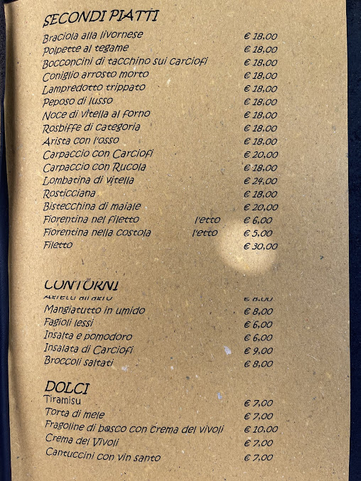Menu Ristorante Alla Vecchia Bettola Firenze - 6