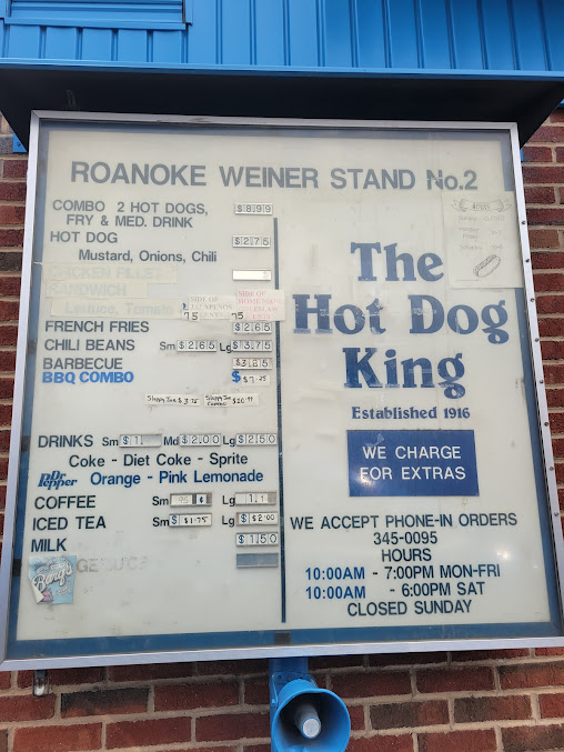Menu Roanoke Weiner Stand No 2 - 0