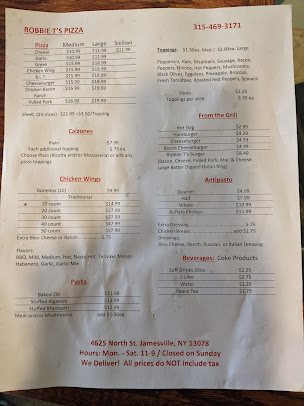 Menu Robbie T's Pizza - 5