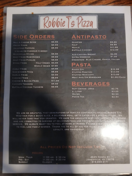 Menu Robbie T's Pizza - 6