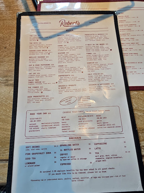 Menu Robert's Pizza And Dough Company - 0