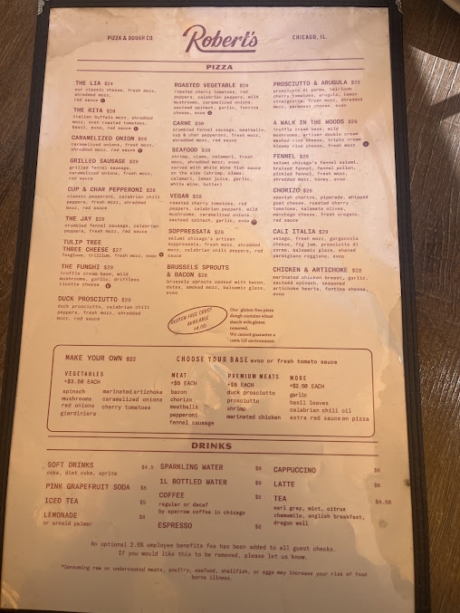 Menu Robert's Pizza And Dough Company - 5