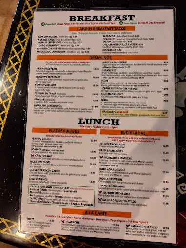 Menu Romero's Las Brazas The Real Mexican Deal (Original) - 2