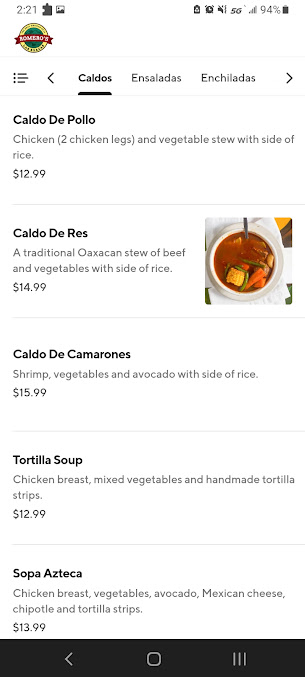Menu Romero's Las Brazas The Real Mexican Deal (Original) - 4