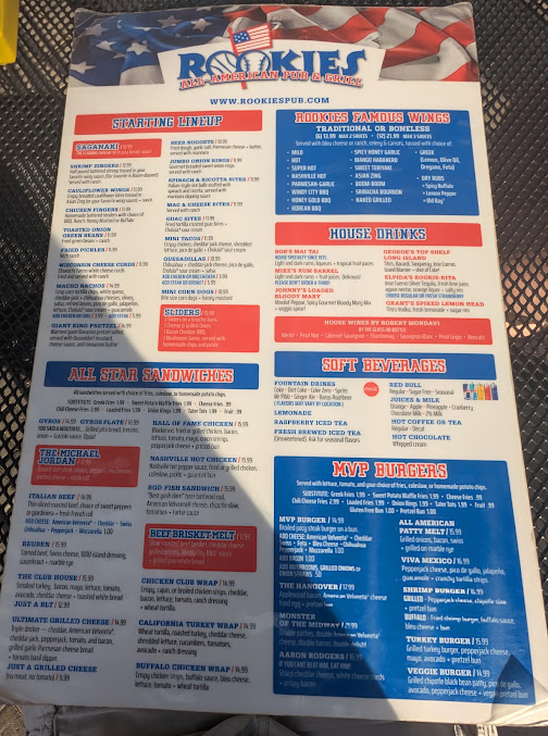Menu Rookies Sports Bar St Charles - 1