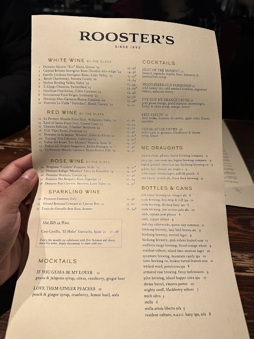 Menu Roosters Wood Fired Kitchen Southpark - 9