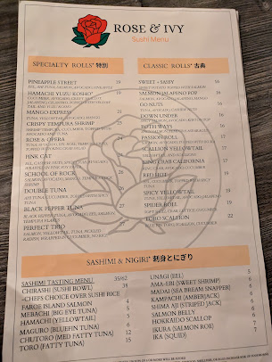 Menu Rose Ivy Steak Sushi Cocktails - 0