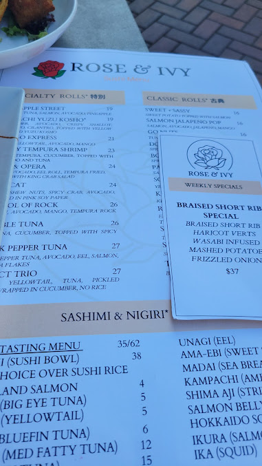 Menu Rose Ivy Steak Sushi Cocktails - 1