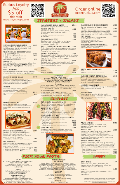 Menu Ruckus Pizza Pasta And Spirits - 1