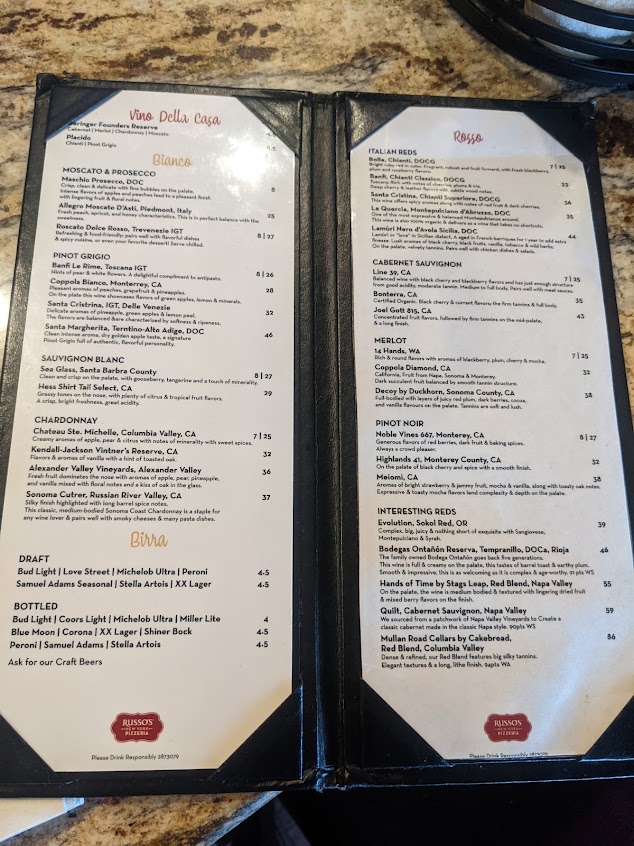 Menu Russos Ny Italian Kitchen And Pizzeria South Padre Island - 8