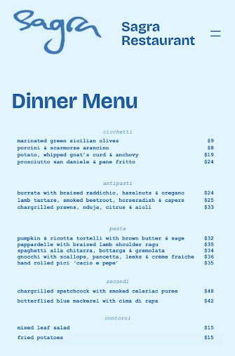 Menu Sagra Restaurant - 1