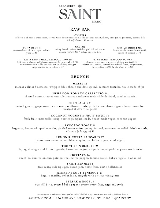 Menu Saint Restaurant Bar & Speakeasy - 8