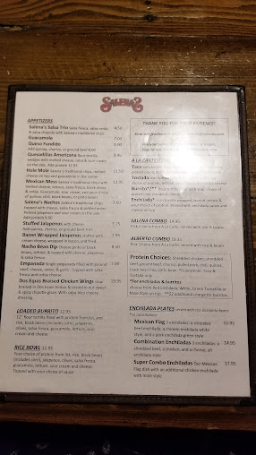 Menu Salena's Mexican Restaurant - 0