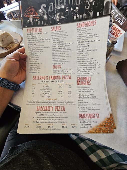Menu Salernos Pizza Pasta Of Oak Park - 2