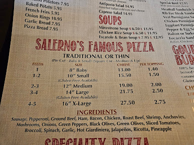Menu Salernos Pizza Pasta Of Oak Park - 4