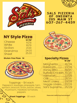 Menu Sal's Original Pizzeria Of Oneonta - 1