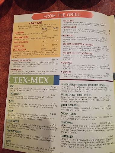 Menu Salsa Tex Mex Plano Texas - 4
