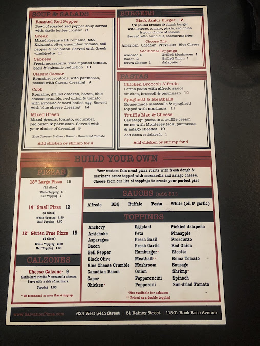 Menu Salvation Pizza Kitchen Bar Rainey St - 8