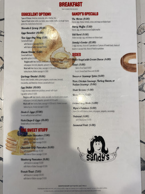 Menu Sandy's - 1