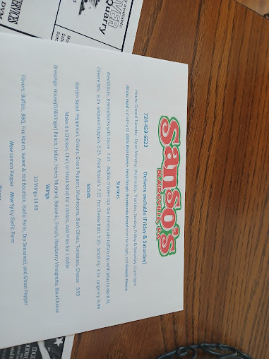 Menu Sansos Pizzeria 6 Packs Blairsville - 2