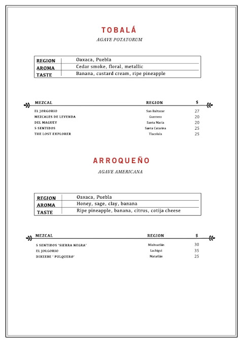 Menu Santa Catarina: Oaxacan Restaurant & Mezcal Ba - 8
