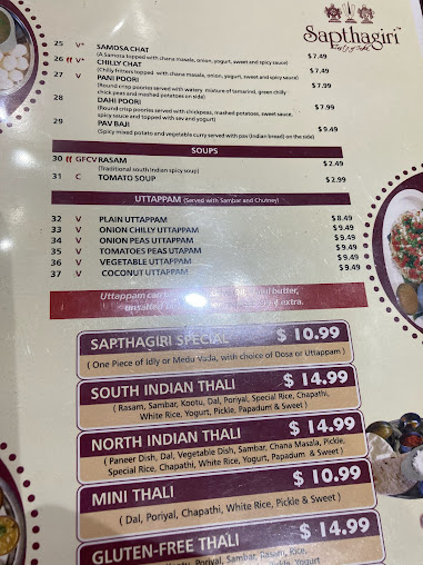 Menu Sapthagiri Taste Of India - 1