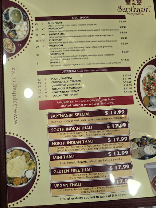 Menu Sapthagiri Taste Of India - 2
