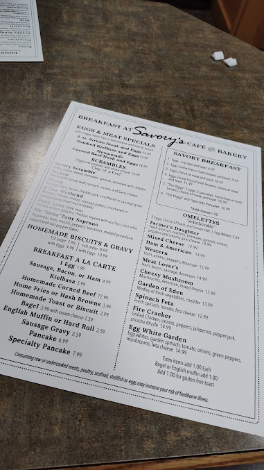 Menu Savory's Family Restaurant - 3
