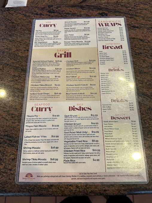 Menu Savoy Restaurant - 2