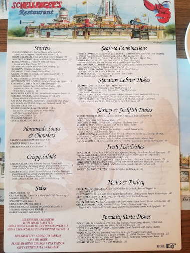 Menu Schellenger's Restaurant - 1