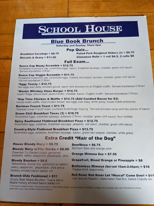 Menu School House Kitchen And Libations - 4