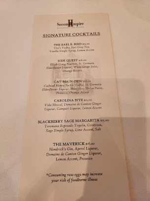Menu Second Empire Restaurant And Tavern - 1