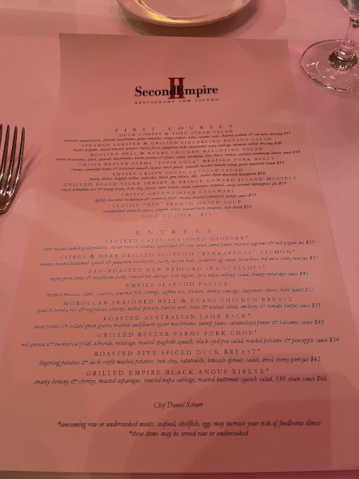 Menu Second Empire Restaurant And Tavern - 5