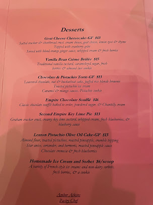 Menu Second Empire Restaurant And Tavern - 7