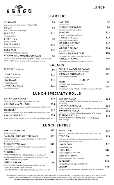 Menu Sensu Sushi Restaurant And Bar - 1