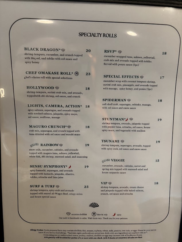 Menu Sensu Sushi Restaurant And Bar - 2