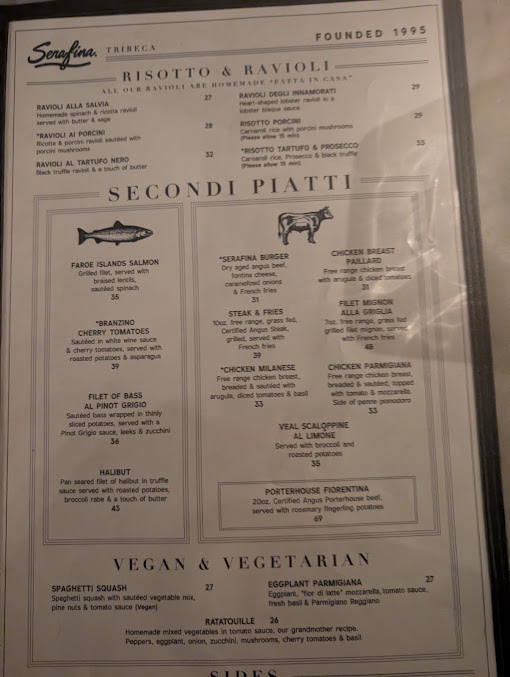 Menu Serafina Tribeca - 1