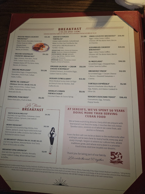 Menu Sergio's Restaurant - 5